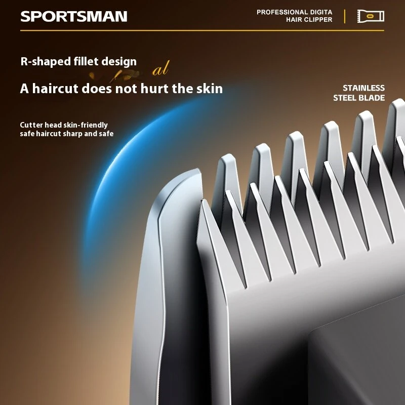 (image for) SPORTSMAN Professional Electric Hair Clipper LCD Display 1500mAh USB Rechargeable Salon Electric Hair Trimmer